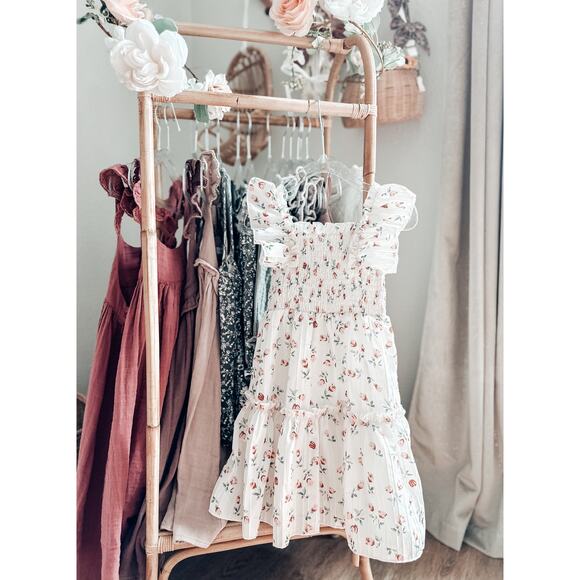 Where Roses Bloom Smocked Cottagecore Floral Twirl Dress 4/5 - Picture 3 of 5